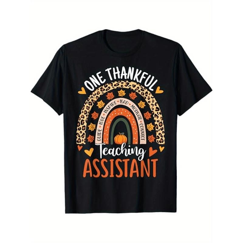 Versatile Cotton Tee for Men - Trendy Geometric Print, Perfect for Thanksgiving & All Seasons, Machine Washable Made in USA