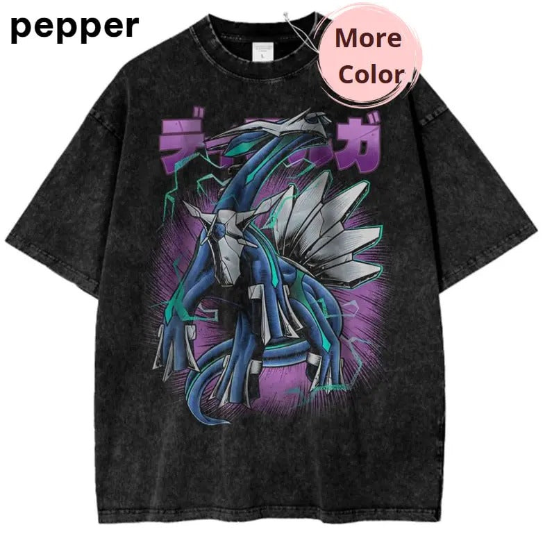 Vintage Dialga Pokemon T-Shirt, Anime PKM Graphic Tee, Anime Graphic Tee, Vintage T-Shirt Menswear Top Underwear Tshirt