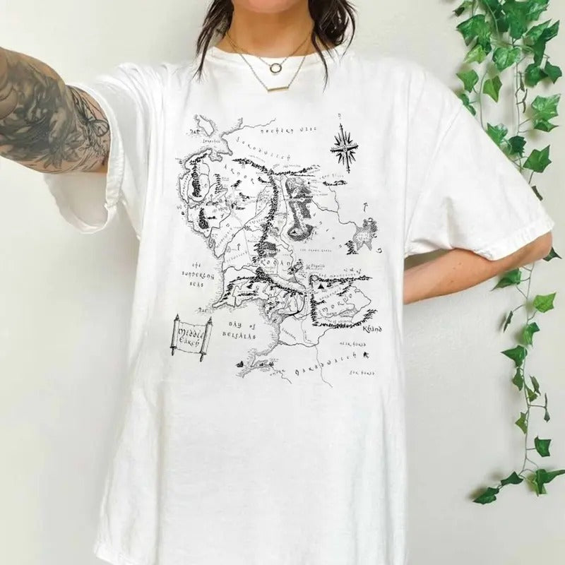Vintage LOTR Middle Earth Graphic Tee - The Lord of The Rings Shirt - Aragorn - Gandalf - Men's Top - Menswear Tshirt Streetwear