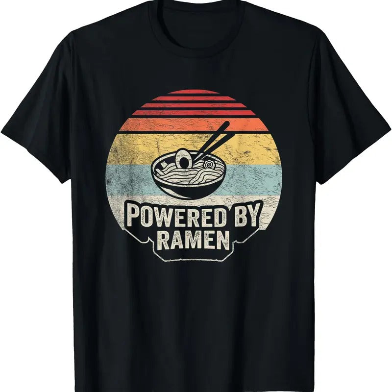 Vintage Powered By Ramen Japanese Love Anime Noodles Foodie T-Shirt