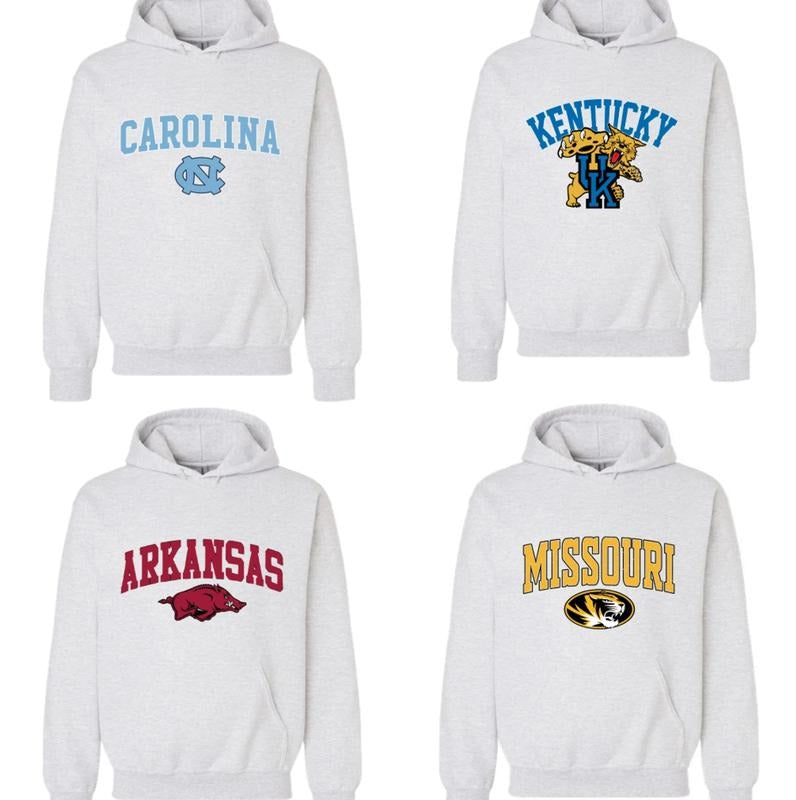 Vintage Sport Teams Collection Unisex Crewneck Ash Grey Hoodie, Graphic Team Collection Hoodie, Gift For NCAA Fans
