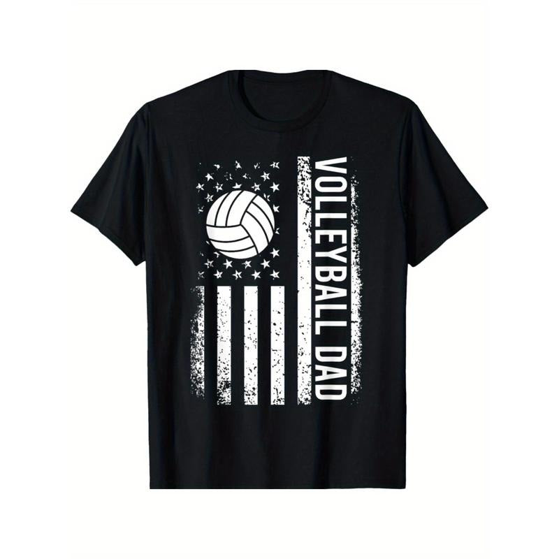 Vintage USA Flag Dad Fathers Day Retro T-Shirt - Daddy Papa Volleyball Made in USA