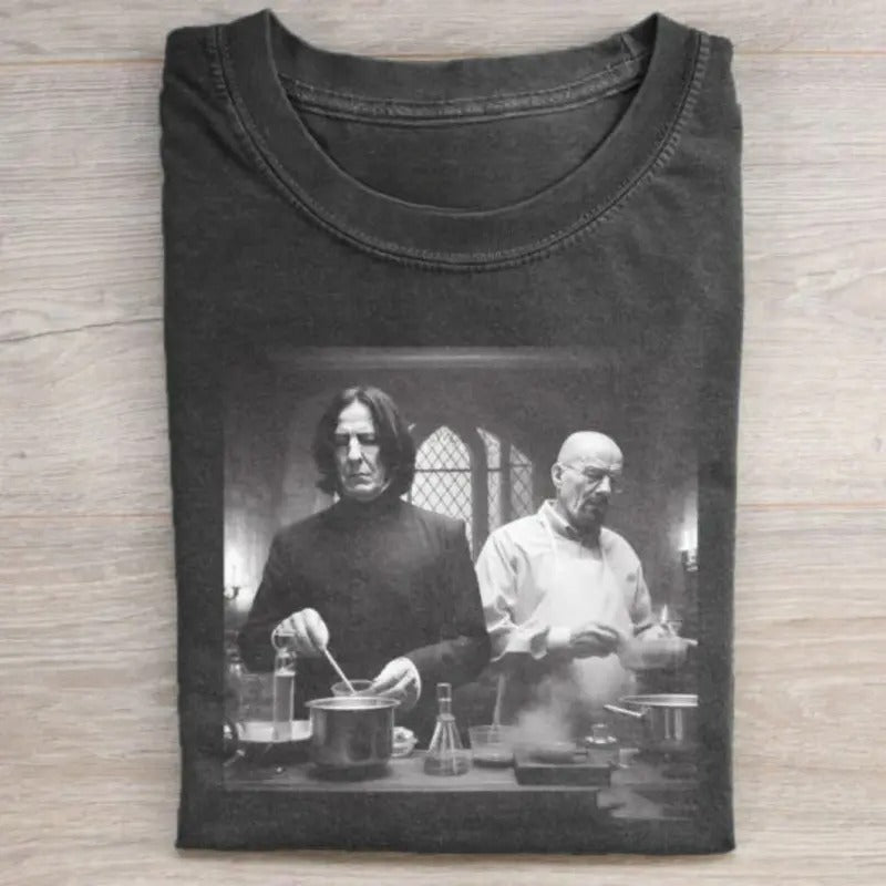 Vintage Walter White and Severus Snape Cooking Graphic Tee, Breaking Bad Movie Shirt, Harry Potter Movie Shirt, Funny Graphic Tee, Movie Parody Tshirt, Movie Lovers Shirt Menswear Top