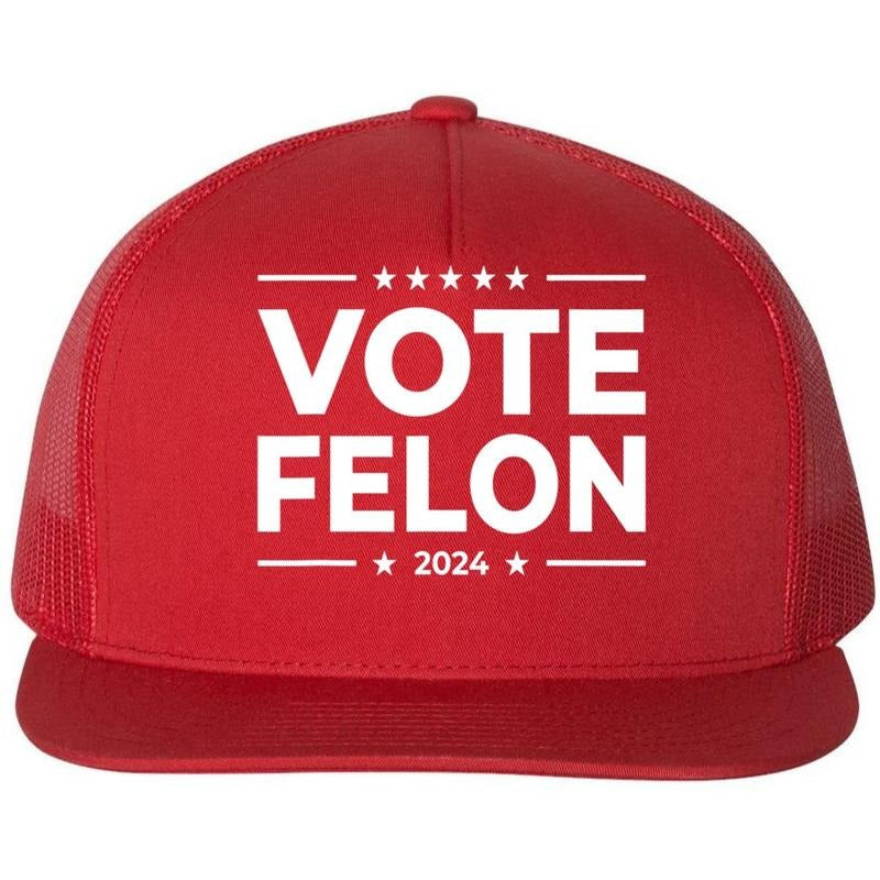 Vote Felon Trump 2024 Usa United States Stars Flat Bill Trucker Hat