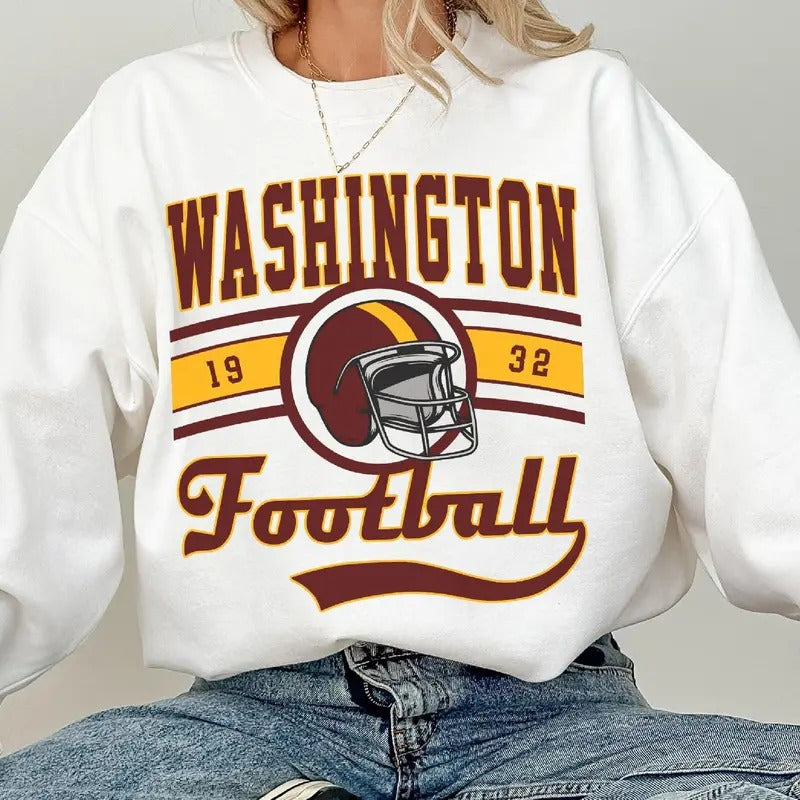 Washington Football Crewneck, Vintage Style Washington Sweatshirt, Commander Sweater, Washington Fans Gift, Washington T-Shirt