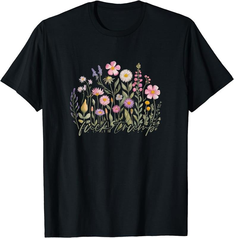 Watercolor Anti Trump Floral Democrat President Liberal T-Shirt | Unisex Cotton Tee Gift, Crewneck, Short Sleeve