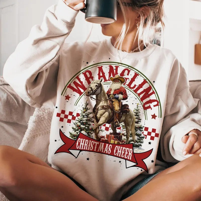 Western Christmas s, Western Christmas SweatShirt Shirt, Christmas Shirt, Santa Claus Shirt, Cowboy Shirt , Shirt Christmas Gift Idea 2024, Gift For Him, Gift For Her