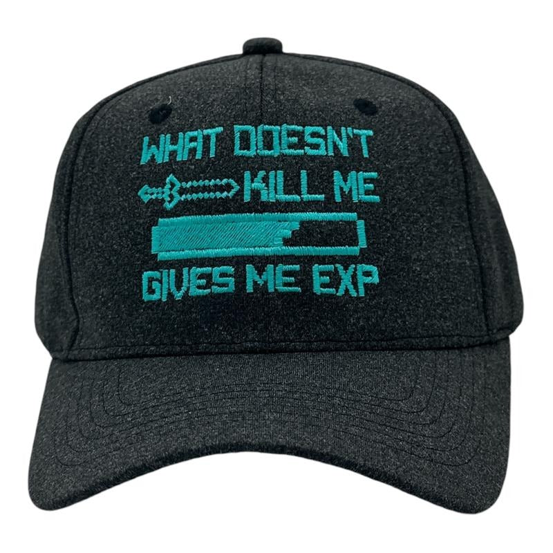 What Doesnt Kill Me Gives Me EXP Hat Funny Sarcastic Video Game Novelty Cap Funny Hats Sarcastic Funny Gamer Novelty Caps for Men Black - Standard