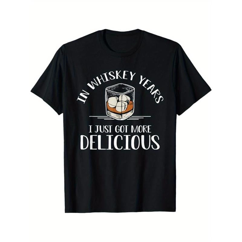 Whiskey Drinking Printed Men's Cotton Graphic T-shirt, Casual Short Sleeve Crew Neck T-shirt, Men's Tee For Outdoor made in usastyle{n002}4
