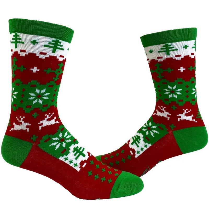 Women's Ugly Christmas Sweater Socks Funny Festive Holiday Xmas Party Novelty Footwear Funny Graphic Socks Comfortable Fitted Spandex Cotton