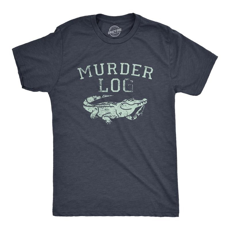Womens Funny T Shirts Murder Log Sarcastic Alligator Graphic Novelty Tee for Ladies Funny Womens T Shirts Cute Slimming Top Comfortable Soft Womenswear Sarcastic Tops for Women Funny Animal Top Navy -