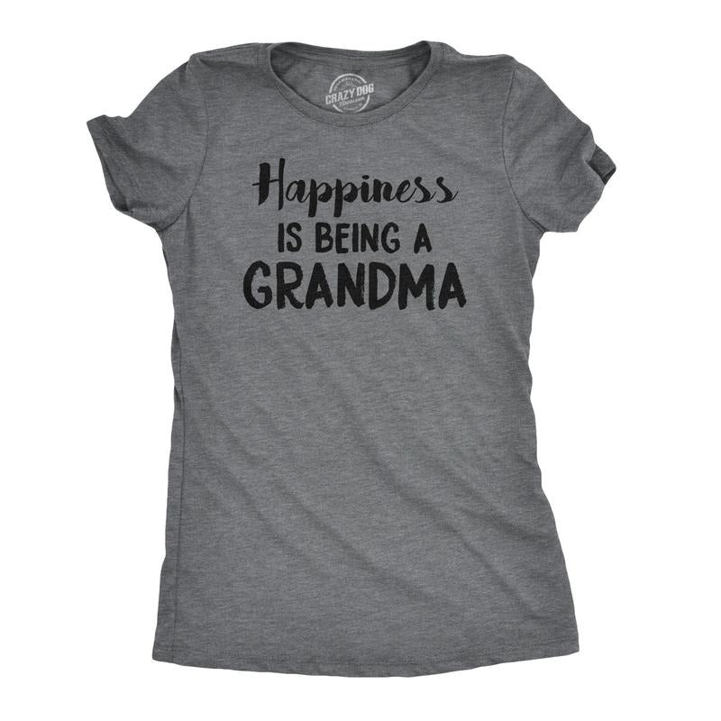 Womens Happiness Is Being a Grandma T shirt Funny Cute Nana Grandmother Gift Funny Womens T Shirts Cute Slimming Top Comfortable Soft