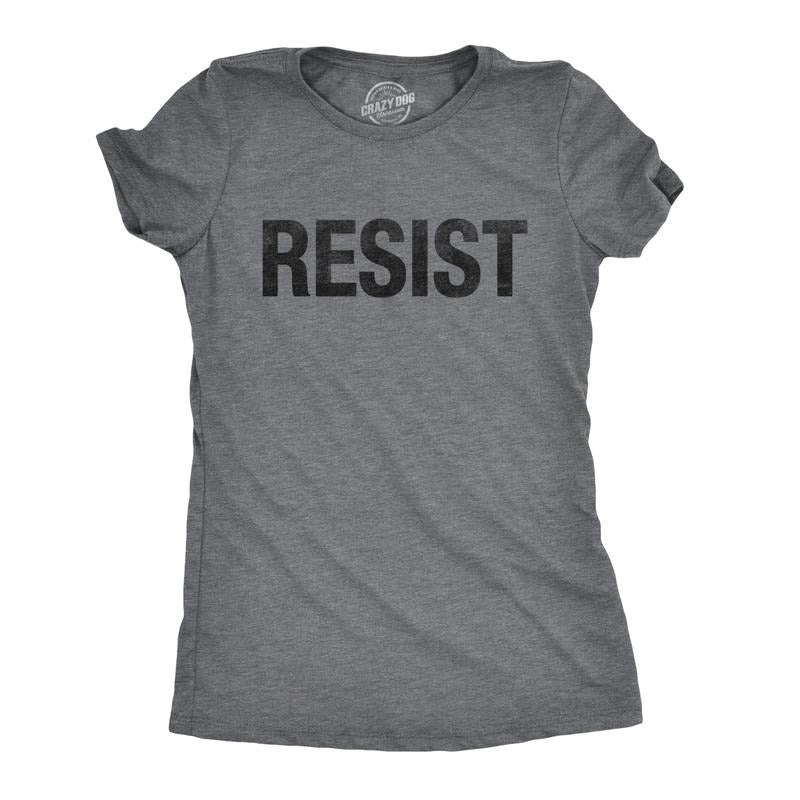 Womens Resist T Shirt Political Anti Authority Protest Tee Rebel Rally March Tee Funny Womens T Shirts Cute Slimming Top Comfortable Soft Womenswear Funny Political T Shirt Women's Novelty Tees