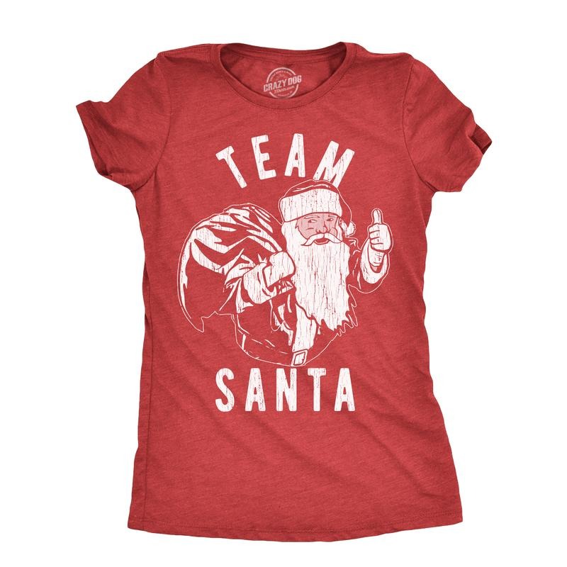 Womens Team Santa T Shirt Funny Xmas Party St Nicholas Lovers Joke Tee for Ladies Funny Womens T Shirts Cute Slimming Top Comfortable Soft Womenswear Christmas Tops for Women Women's Novelty Tees Red -