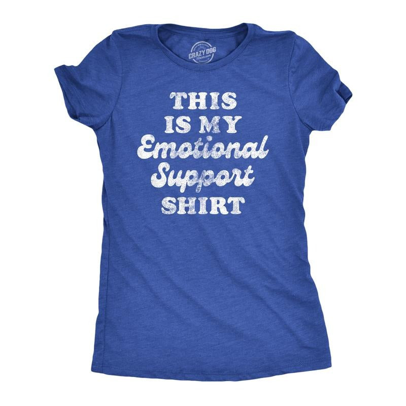 Womens This Is My Emotional Support Shirt Tee Funny Sarcastic Joke Tshirt For Ladies Funny Womens T Shirts Cute Slimming Top Comfortable Soft Womenswear Funny Sarcastic T Shirt Women's Novelty T Royal -