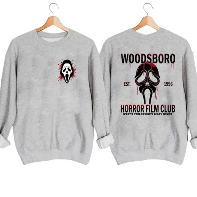 Woodsboro Horror Film Club Halloween Sweatshirt Hoodie Tshirt, Halloween Gifts