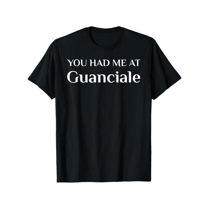 You Had Me At Guanciale Cotton T-Shirt - Casual Crew Neck Short Sleeve Graphic Tee for Adults, Slight Stretch, Hot Stamped Print, All-Season Comfort Fit - Ideal Gift for Food Lovers Made in USA