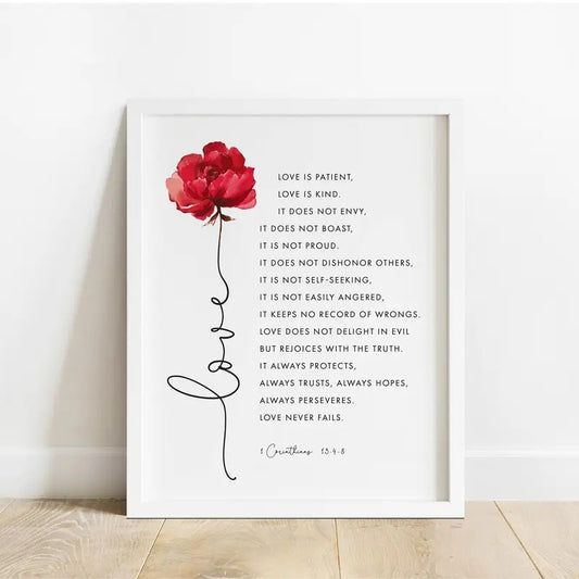 1 Corinthians 13:4 8 Love Bible Verse Wall Art, Scripture Print, Floral Scripture, Room Decor, Christian Wall Art, Poster Prints No Frame, Gifts For Her Him Art Prints, Wall Art Home Decor, Vintage Poster Art, Gifts For Birthday Christmas Artwork Nursery