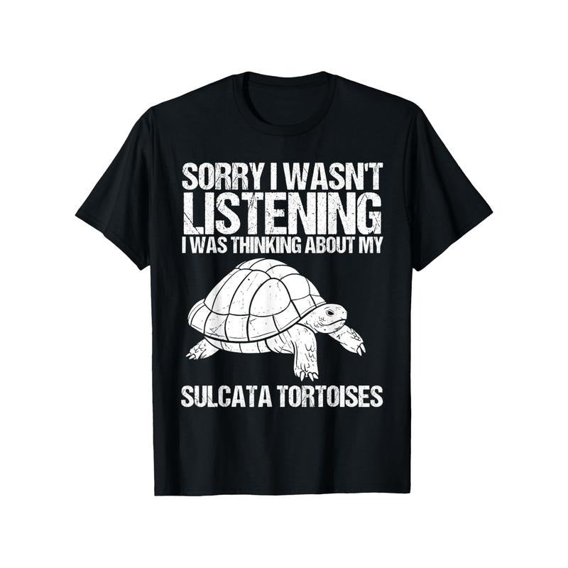 [1 T-Shirt Sulcata Tortoise-Themed] Sulcata Tortoise-Themed Cotton T-Shirt, Crew Neck, Slight Stretch, Printed Graphic Tee, Regular Fit, Knit Fabric, Mature Style, for Men, All-Season Reptile Enthusiast Apparel, Sizes S-XXXL made in usa