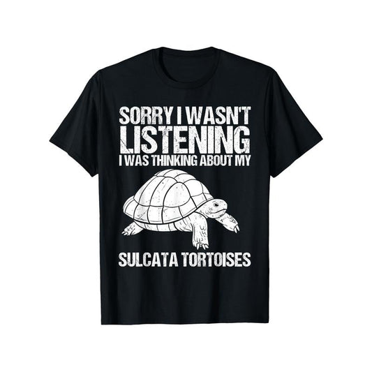 [1 T-Shirt Sulcata Tortoise-Themed] Sulcata Tortoise-Themed Cotton T-Shirt, Crew Neck, Slight Stretch, Printed Graphic Tee, Regular Fit, Knit Fabric, Mature Style, for Men, All-Season Reptile Enthusiast Apparel, Sizes S-XXXL made in usa