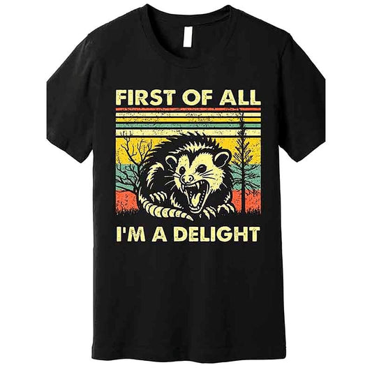 1 pc Delightful Angry Possum Lover T-shirt - 100% Cotton, Funny Graphic, Short Sleeve, Premium, Satirical, Men's Humor Tee made in usa