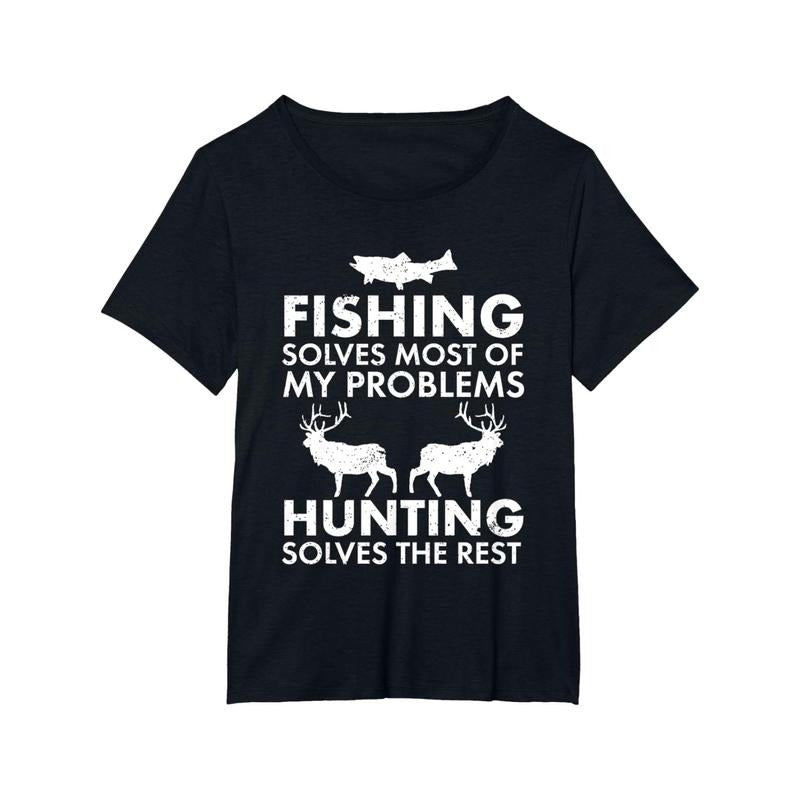 1 pc, 100% cotton T-shirt, Fun fishing and hunting gift Christmas Humor Hunter Cool T-shirt Made in USA