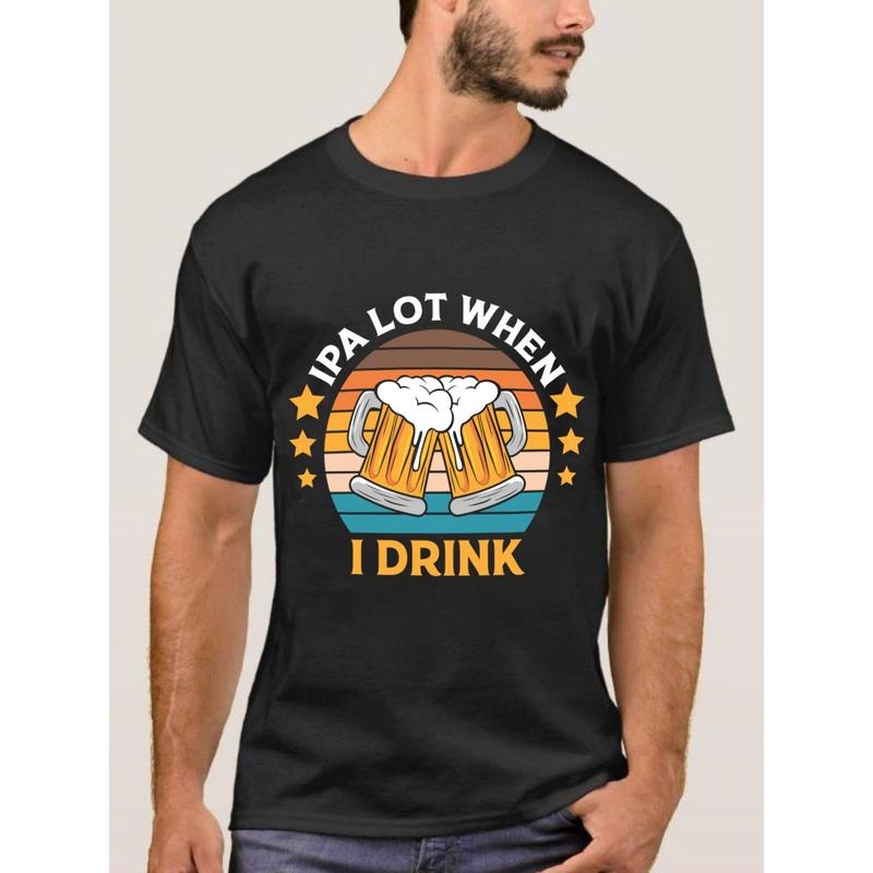1 pc, 100% cotton T-shirt, Oktoberfest Tortoise-Rabbit print men's round neck short sleeve T-shirt, fashion T-shirt, casual and comfortable lightweight top, suitable for summer made in usa