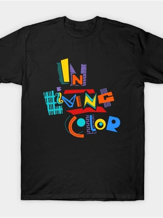 [100% Cotton] Mens Alphabetic Graphic Print Tees - Soft Crew Neck, Comfort Fit