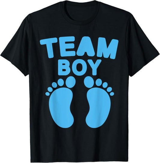 100% Cotton  Shower Team Boy  Party Footprints Gender Reveal T-Shirt