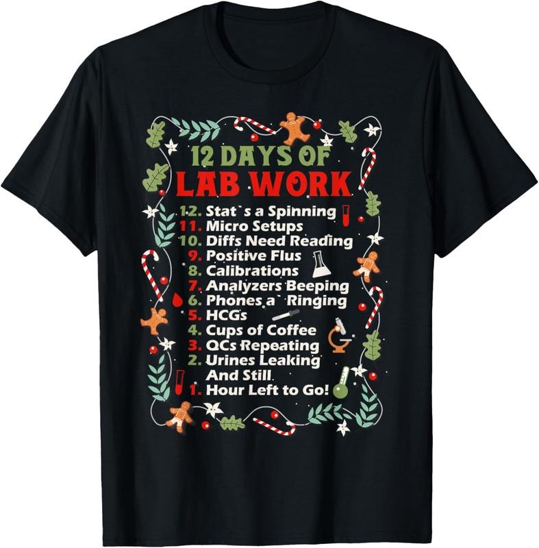 100% Cotton 12 days of lab technician Christmas funny medical laboratory T-Shirt