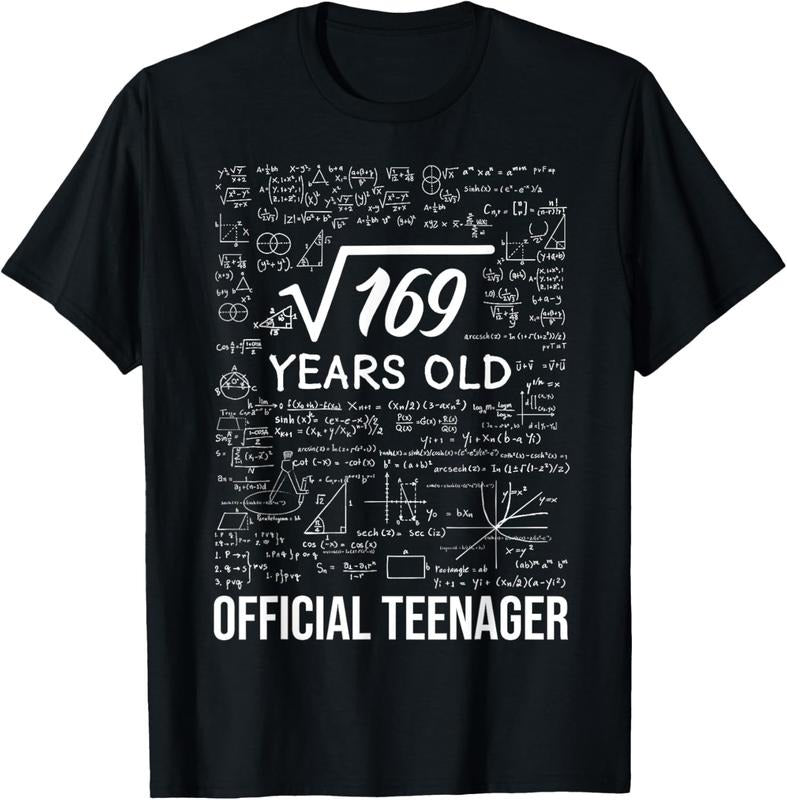 100% Cotton 13 Birthday Official Teenager Boy 13yr Math 13th Birthday T-Shirt