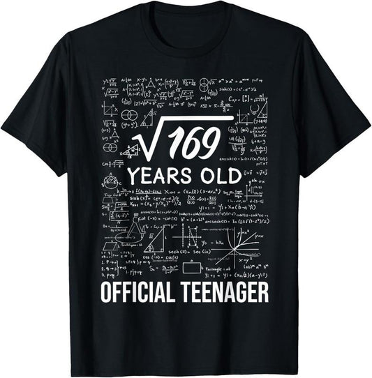 100% Cotton 13 Birthday Official Teenager Boy 13yr Math 13th Birthday T-Shirt