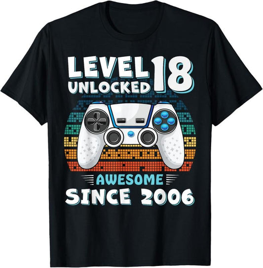 100% Cotton 18th Birthday Decoration Men 18yr 18 Year Old Birthday T-Shirt