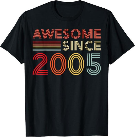 100% Cotton 19 Birthday Decorations Men Women 2005 BDay 19th Birthday T-Shirt