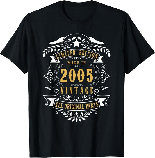 100% Cotton 19 Years Old 19th Birthday Made Born in 2005 Boys Girls T-Shirt