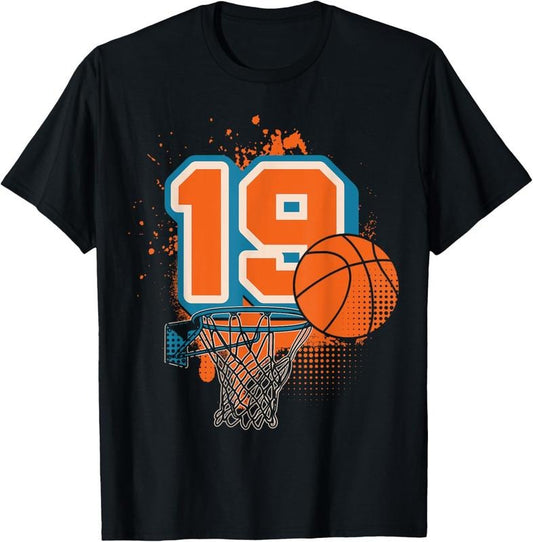 100% Cotton 19th Birthday Boy Basketball Player Basketball 19 Years Old T-Shirt