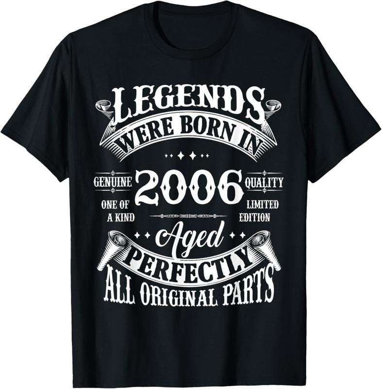 100% Cotton 19th Birthday Vintage Legends Born In 2006 19 Years Old T-Shirt