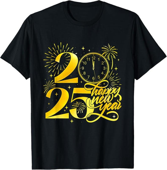 100% Cotton 2025 Happy New Year - New Year's Eve New Year Party T-Shirt