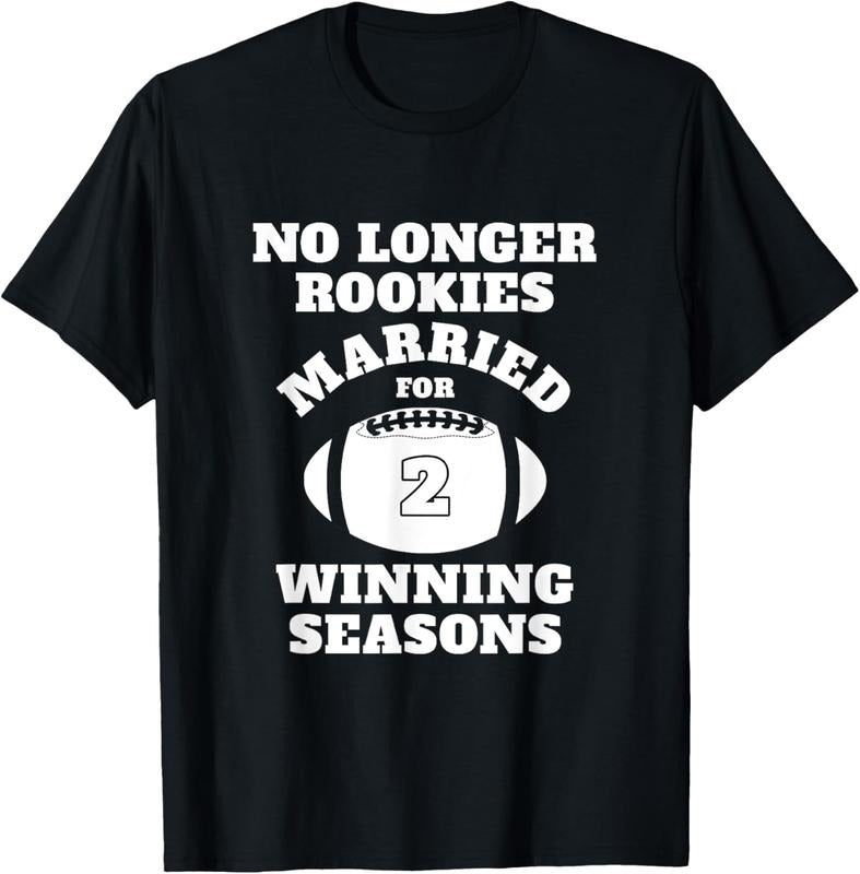 100% Cotton 2nd Wedding Anniversary Gift Football Him Husband Her T-Shirt