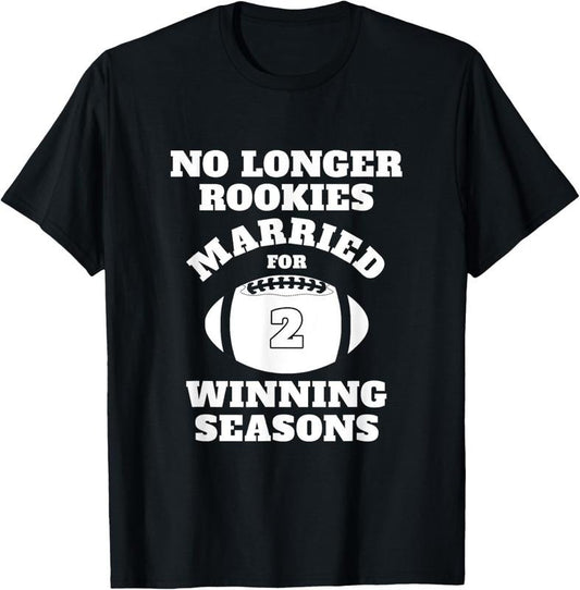 100% Cotton 2nd Wedding Anniversary Gift Football Him Husband Her T-Shirt