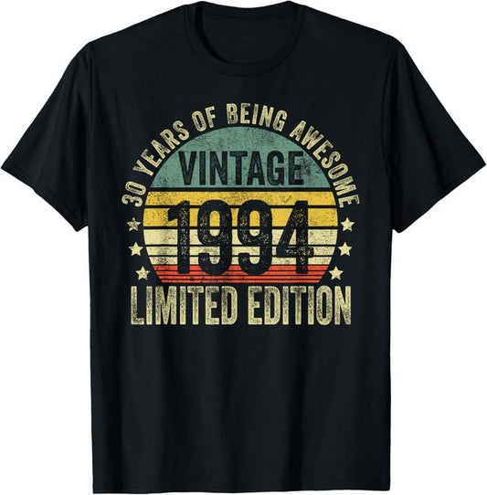 100% Cotton 30 Year Old Gifts Vintage 1994 Limited Edition 30th Birthday T-Shirt