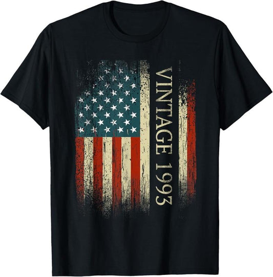 100% Cotton 31st Birthday Vintage 1993 Usa Flag 31 Year Old Gifts Bday T-Shirt