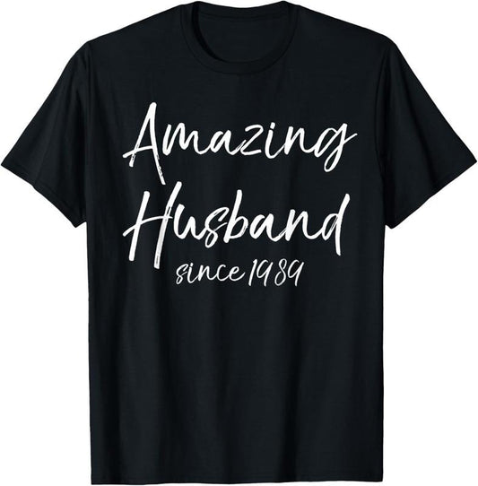 100% Cotton 35th Anniversary Idea from Wife Amazing Husband Since 1989 T-Shirt