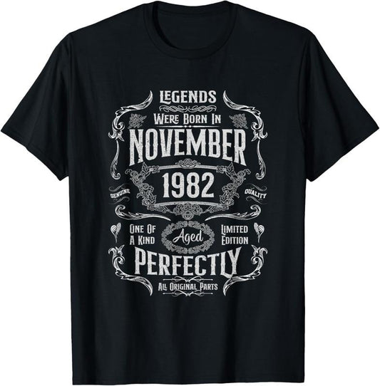 100% Cotton 42th Birthday Legends Were Born In November 1982 T-Shirt