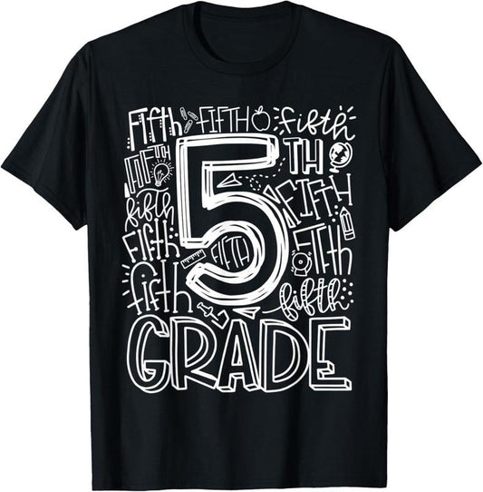 100% Cotton 5th Grade Typography Team Fifth Grade Teacher Back To School T-Shirt