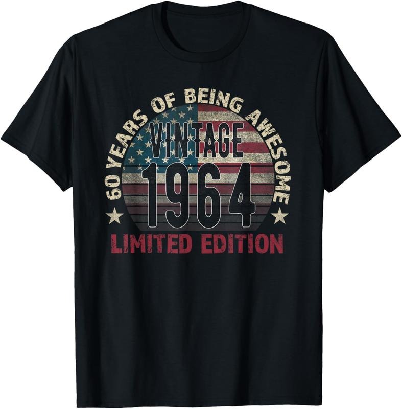 100% Cotton 60th Birthday Gift men Vintage born 1964 turning 60 Year Old T-Shirt
