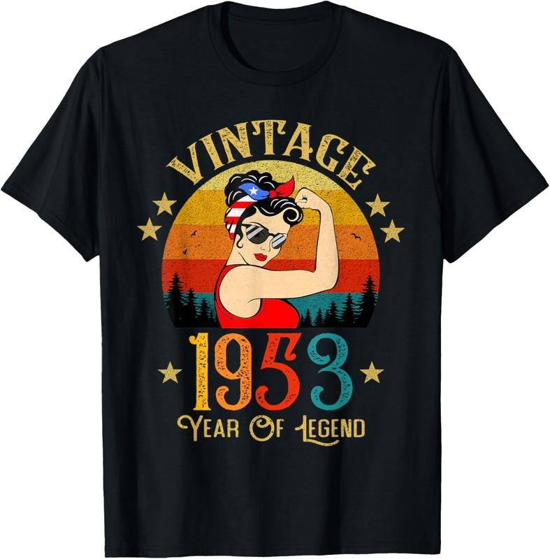 100% Cotton 71th Birthday Gift 71 Years Old For Women Retro Vintage 1953 T-Shirt