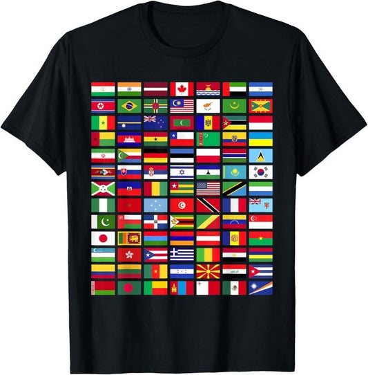 100% Cotton All Countries Flags Of The World 287 Flag International T-Shirt