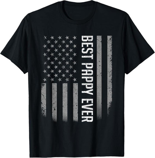 100% Cotton American Flag Dad Shirt Gift For Fathers day Best Pappy Ever T-Shirt