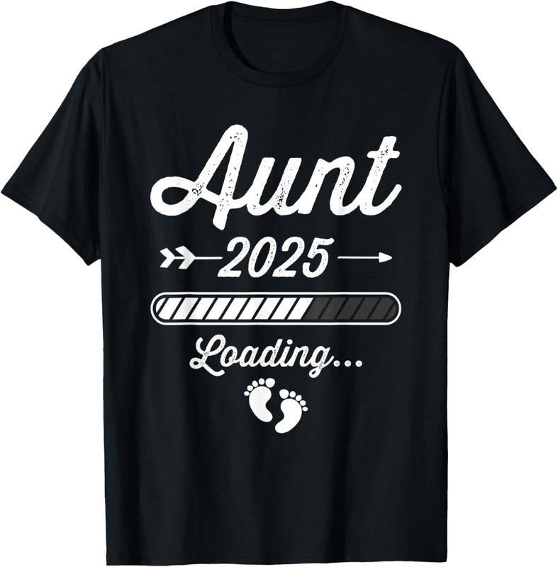 100% Cotton Aunt 2025 loading bar  announcement T-Shirt